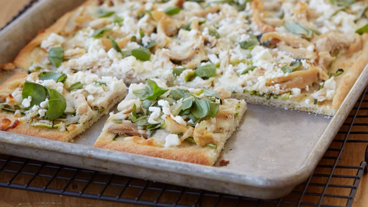 Chicken, Zucchini and Feta Flatbread